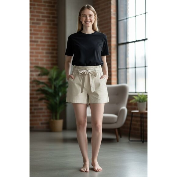 PAIGE Women Anessa Short Pleated WB Quartz Sand 30 - Picture 1 of 10